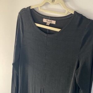 Flax Small Black Long Sleeve Knee Length Slinky Dress